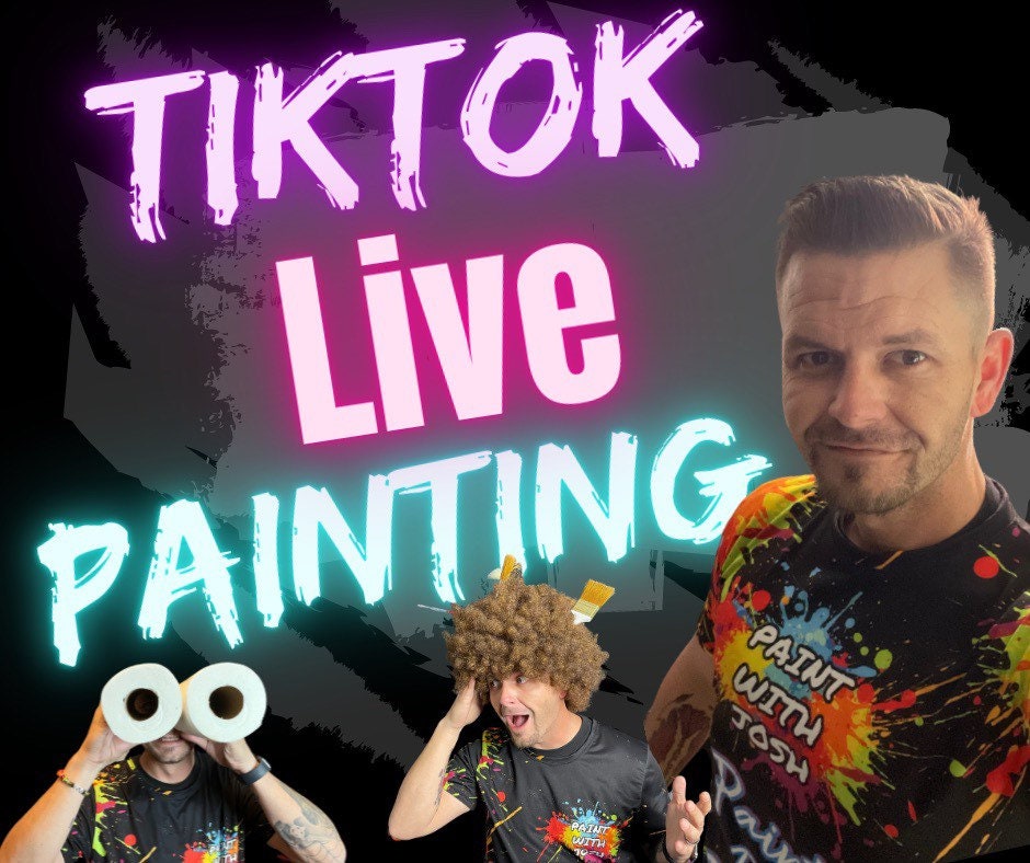 Painting 967 - 24x24" Pro Series Canvas Blue / Purple Seascape with Ghost Ship and UFO painted Live on TikTok - 9/30/23 by PaintWithJosh