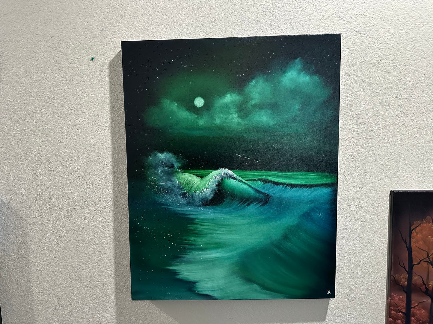 Painting 800 - 24x30" Pro Series Canvas - Night Seascape Beach painted Live on TikTok on 6-2-23 by PaintWithJosh