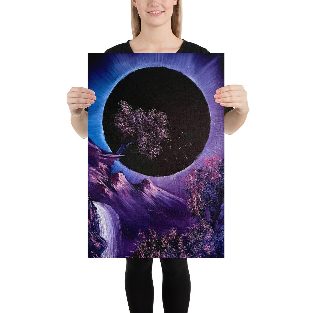 Poster Print - Purple Eclipse Cherry Blossom with falling petals by PaintWithJosh