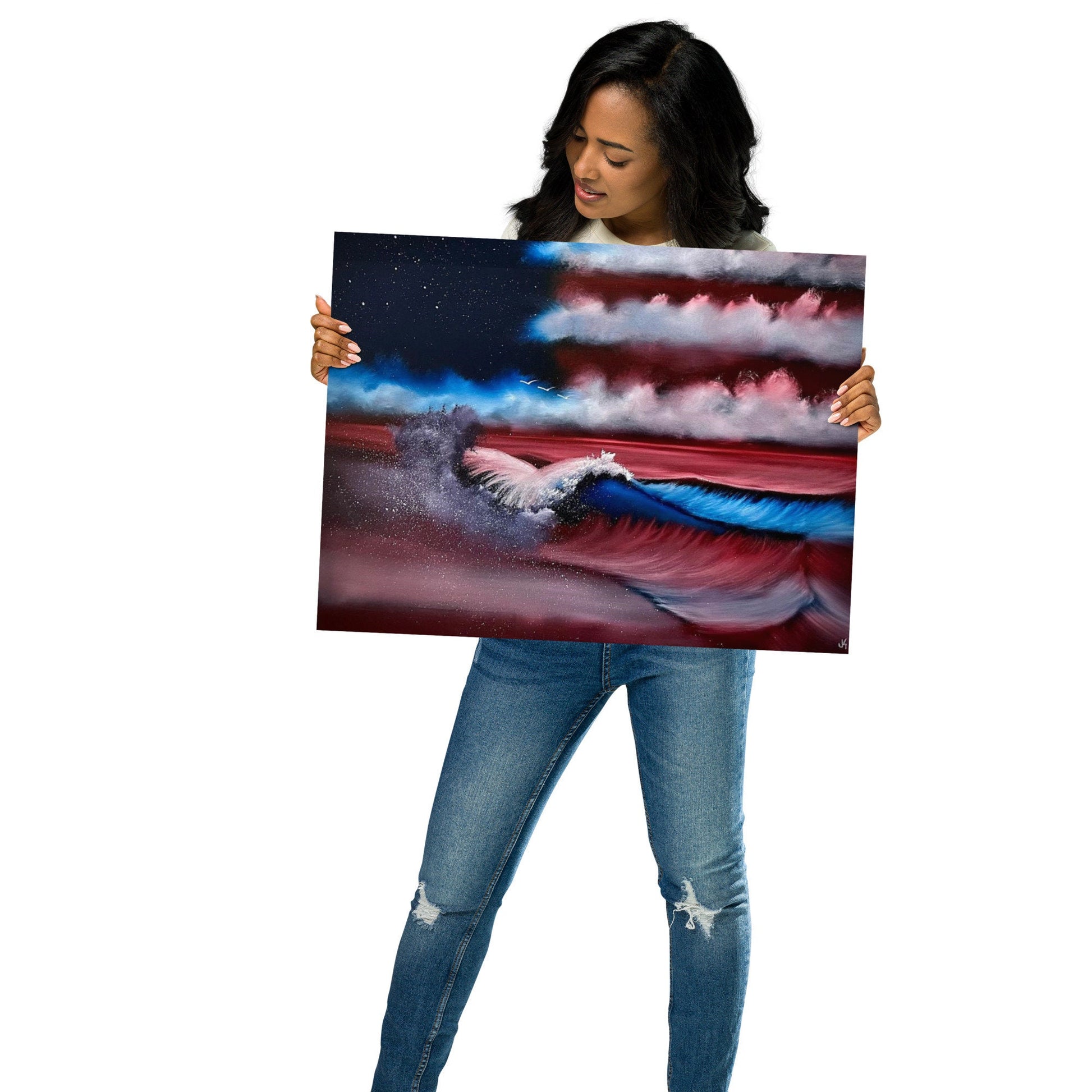 Poster Print - American Flag Seascape Version 3 by PaintWithJosh