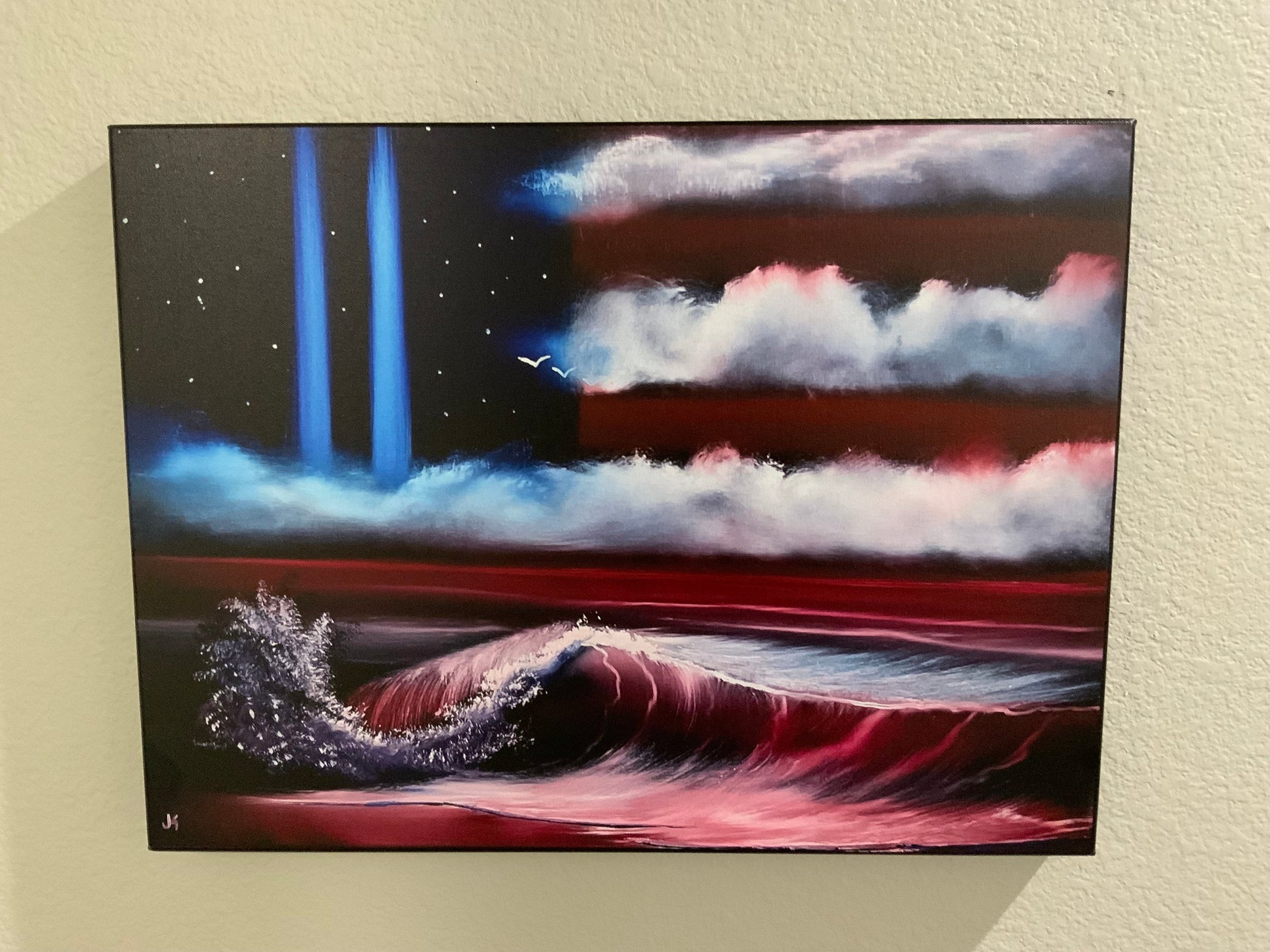 Signed Canvas Print #1 - 9/11 Tribute - American Flag Seascape by PaintWithJosh