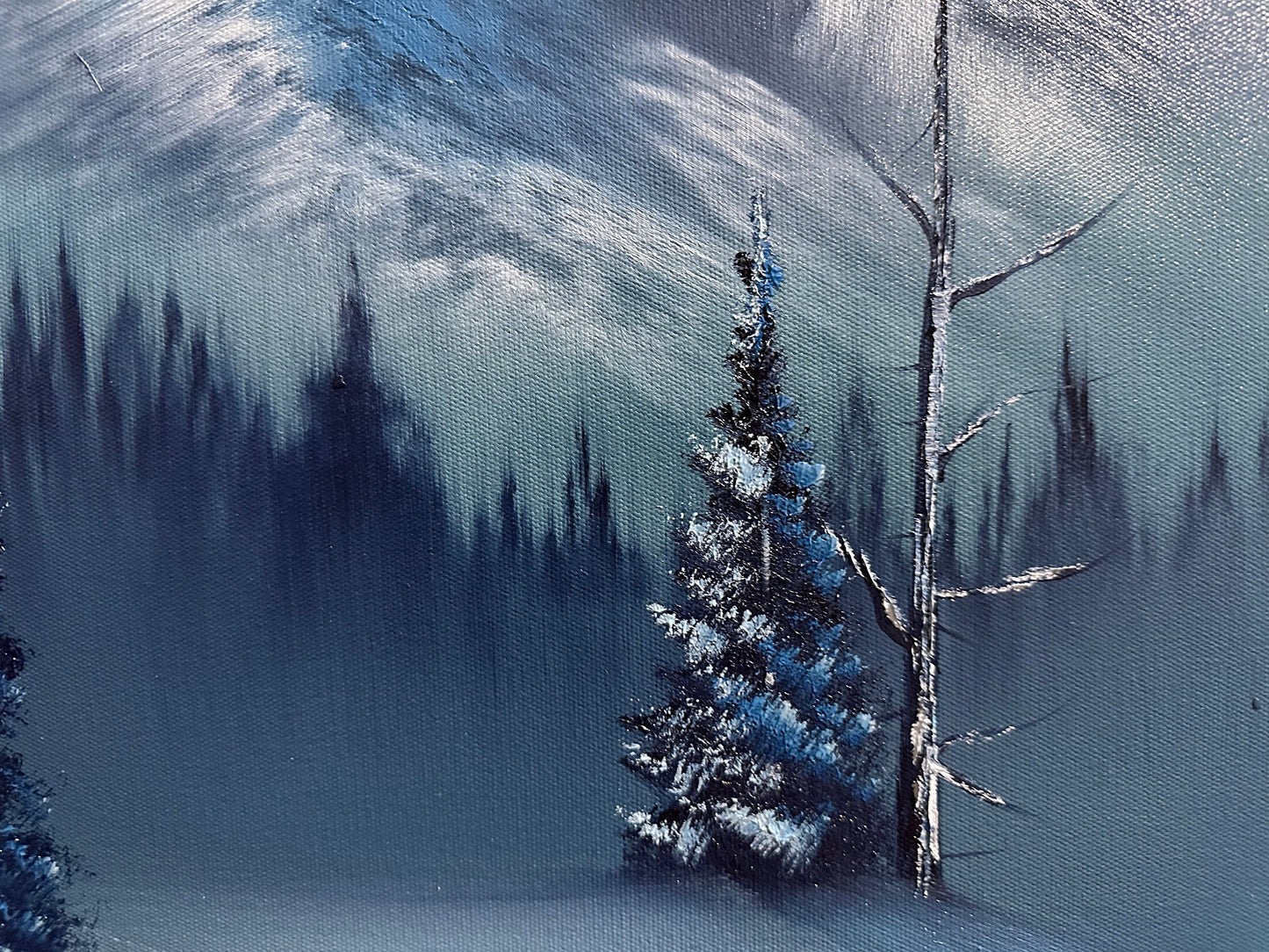 Painting 937 - 18x24" Liquitex Recycled Canvas - Cold Blue Winter painted Live on TikTok on 9/9/23 by PaintWithJosh