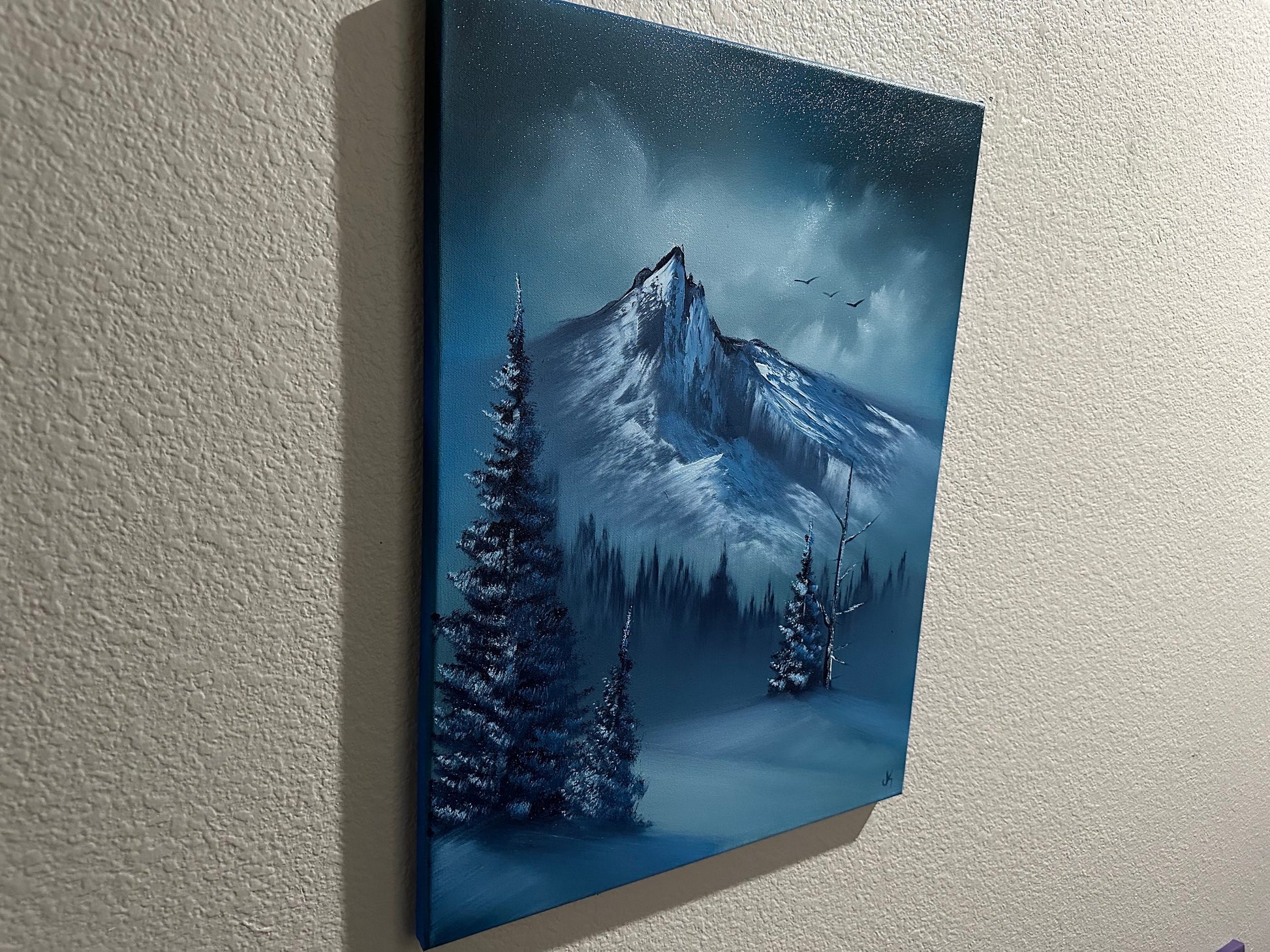 Painting 937 - 18x24" Liquitex Recycled Canvas - Cold Blue Winter painted Live on TikTok on 9/9/23 by PaintWithJosh