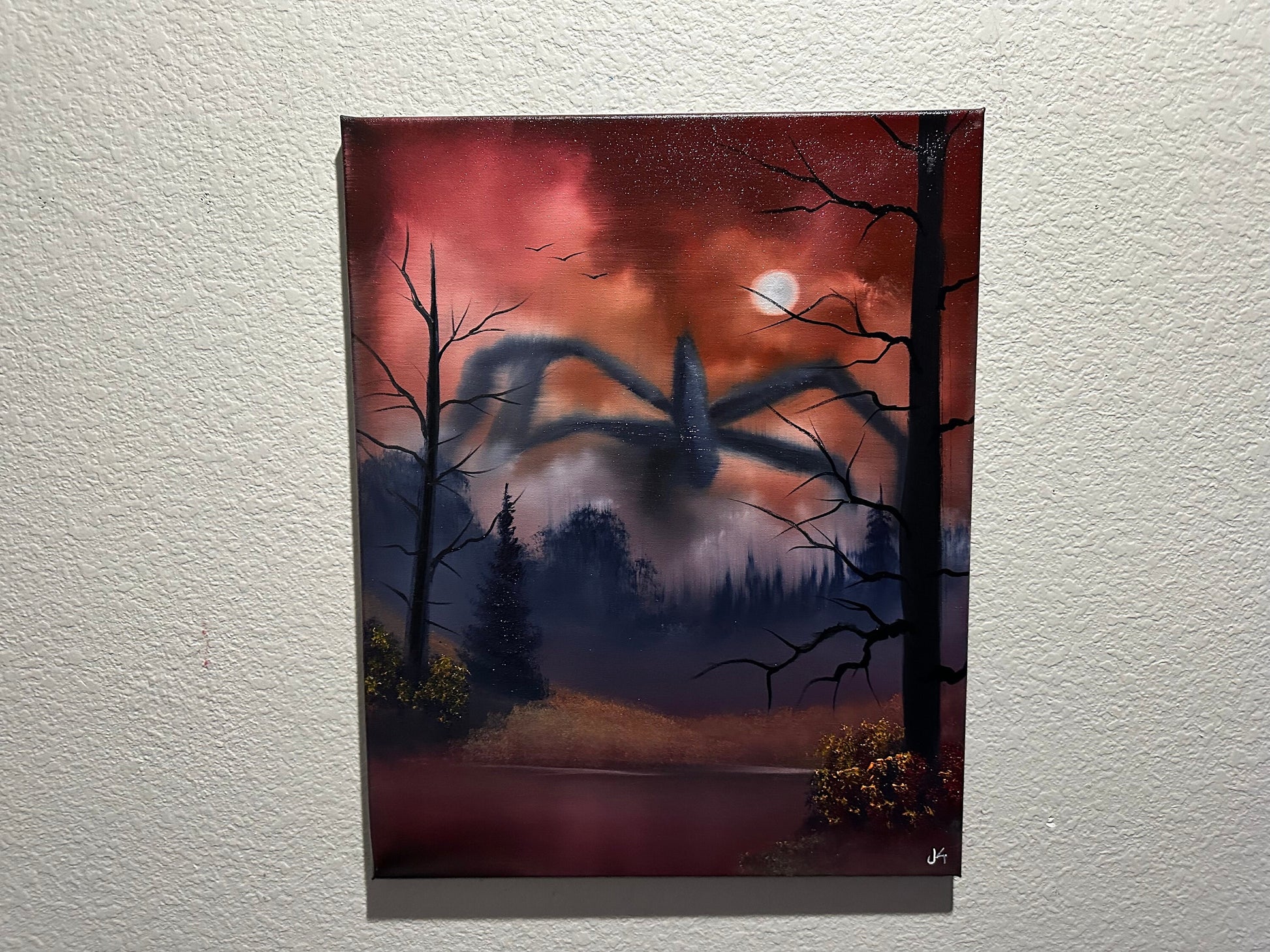 Painting 975 - 16x20" Canvas - Stranger Things inspired Oil Landscape painted Live on TikTok on 10/6/23 by PaintWithJosh