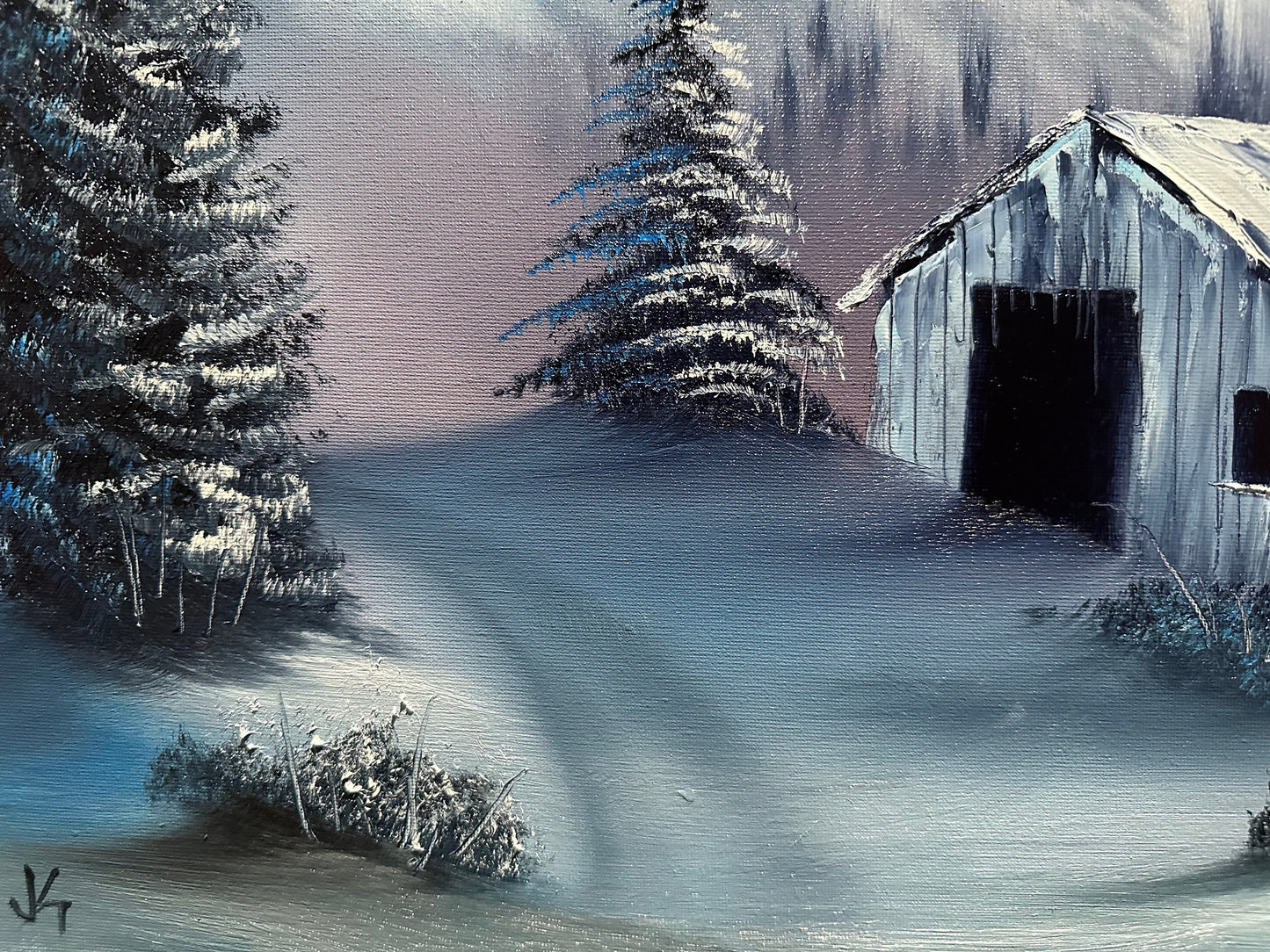Painting 996 - 16x20" Canvas - Winter Landscape painted Live on TikTok on 10/29/23 by PaintWithJosh