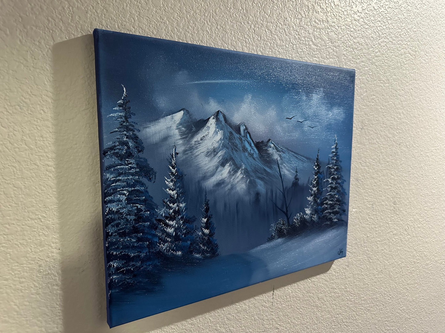 Painting 993 & 1/2 - 16x20" Canvas - Winter Landscape painted Live on TikTok on 10/27/23 by PaintWithJosh