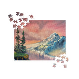 Jigsaw - Sunset Mountain Overlook - Landscape Painting printed on Puzzle by Paint With Josh