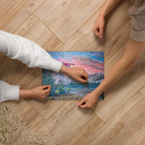 Jigsaw - Red Float Plane - Landscape Painting Printed on Puzzle by Paint With Josh