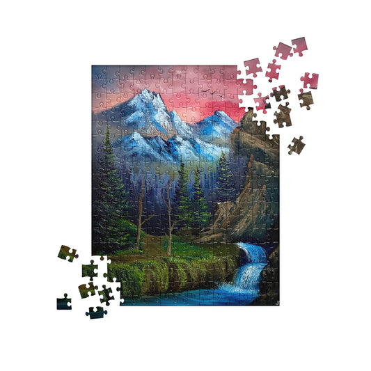 Puzzle - Majestic Sunset Waterfall by PaintWithJosh