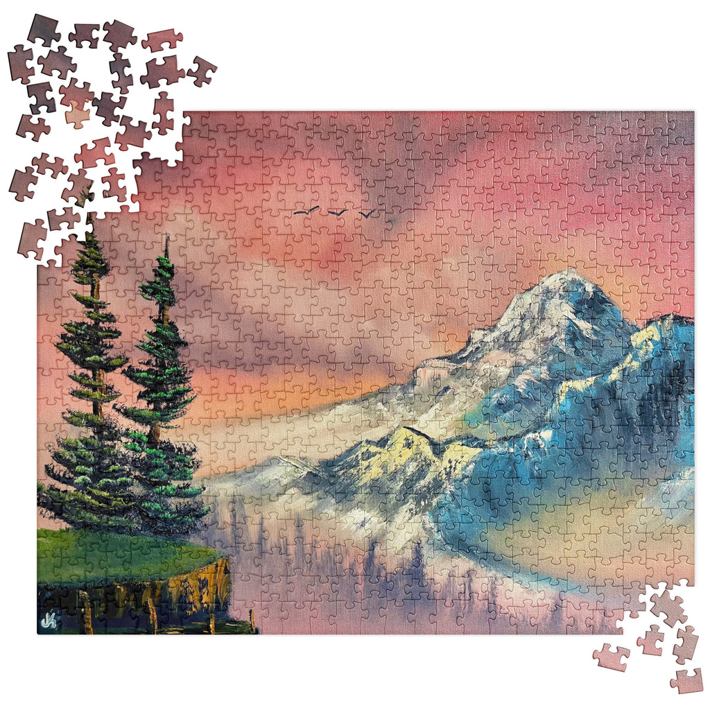 Jigsaw - Sunset Mountain Overlook - Landscape Painting printed on 