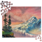 Jigsaw - Sunset Mountain Overlook - Landscape Painting printed on Puzzle by Paint With Josh