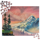 Jigsaw - Sunset Mountain Overlook - Landscape Painting printed on Puzzle by Paint With Josh