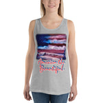 Clothing - American Flag Seascape Customizable Unisex Tank Top by Paint With Josh