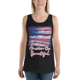 Clothing - American Flag Seascape Customizable Unisex Tank Top by Paint With Josh