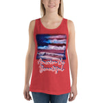 Clothing - American Flag Seascape Customizable Unisex Tank Top by Paint With Josh