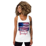Clothing - American Flag Seascape Customizable Unisex Tank Top by Paint With Josh