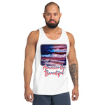 Clothing - American Flag Seascape Customizable Unisex Tank Top by Paint With Josh