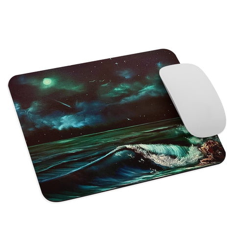 Mouse Pad - Night Waves Seascape by Paint With Josh