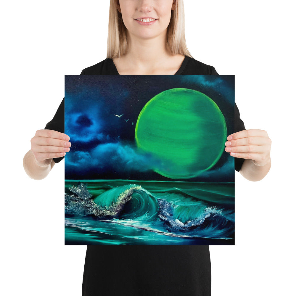 Poster Print - Phthalo Waves Seascape by PaintWithJosh